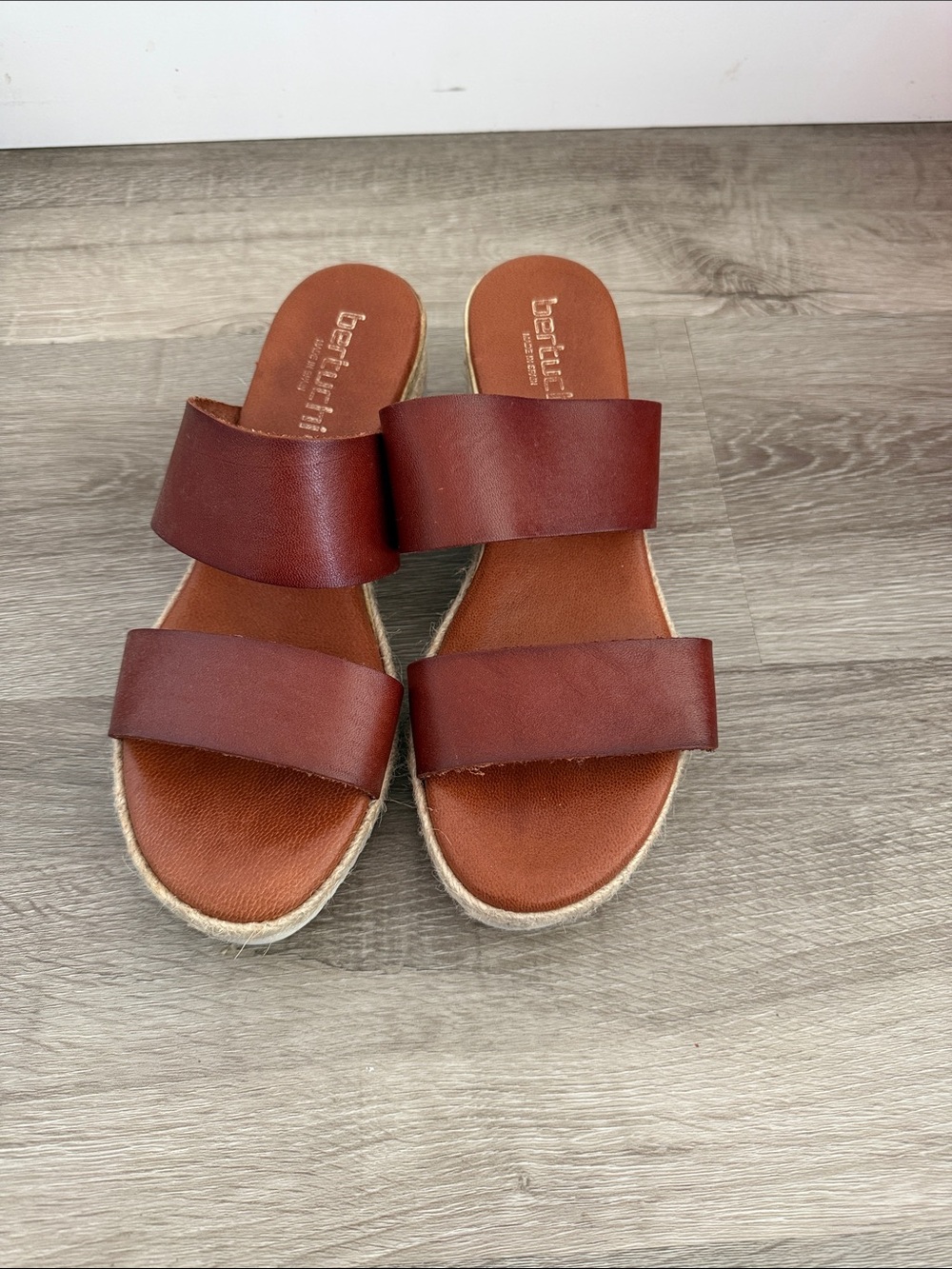 Women's Brown Leather Platform Slide Sandals - Picture 5 of 6